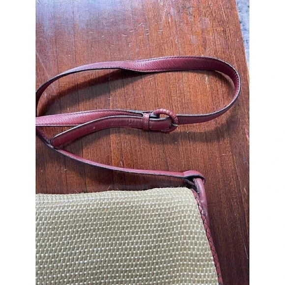 Etienne Aigner Crossbody Straw Genuine Leather Vintage Bag - Picture 2 of 10